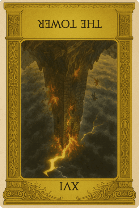 タロットカード「塔(The Tower)」逆位置